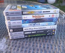 Sony PSP x 7 games or films, good condition, D18 post 7e