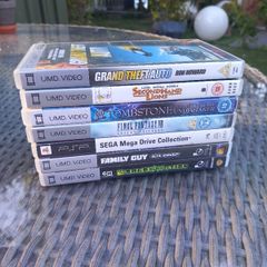 Sony PSP x 7 games or films, good condition, D18 post 7e