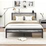 King Size Bed Frame with Storage Wooden Headboard Image 9