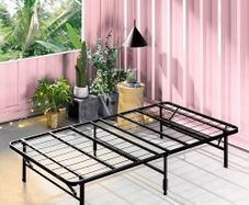 Shawn SmartBase Folding Guest Bed Frame 3ft Single  90 x 190 cm Space Saving with Underbed Storage, No Assembly  Black