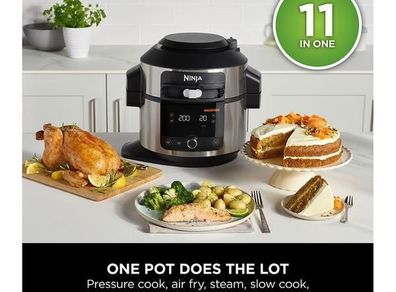 NINJA Foodi 11 in 1 SmartLid OL550UK Multicooker Pot Pressure Combi Slow cooker Steam Bake Air Fryer