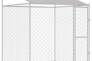 Dog Cage with Roof Silver 200 x 200 x 258 cm Steel and PE