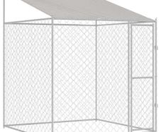 Dog Cage with Roof Silver 200 x 200 x 258 cm Steel and PE