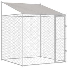 Dog Cage with Roof Silver 200 x 200 x 258 cm Steel and PE