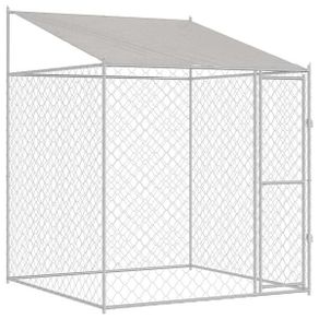Dog Cage with Roof Silver 200 x 200 x 258 cm Steel and PE