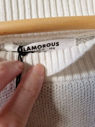 Grey/white oversized check jumper