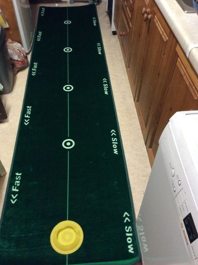 Golf Putting Mat. 15 Feet Long.Fast And Slow Halved Mat To Vary Practice.Includes Golf Hole. Collect In Swords Or Via Post.