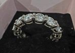Platinum plated sterling silver Eternity Ring with 7.5ct of Moissanite