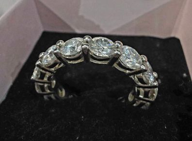 Platinum plated sterling silver Eternity Ring with 7.5ct of Moissanite
