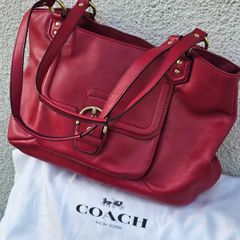 Coach Red Pebble Leather Hand/Shoulder Bag / NEW
