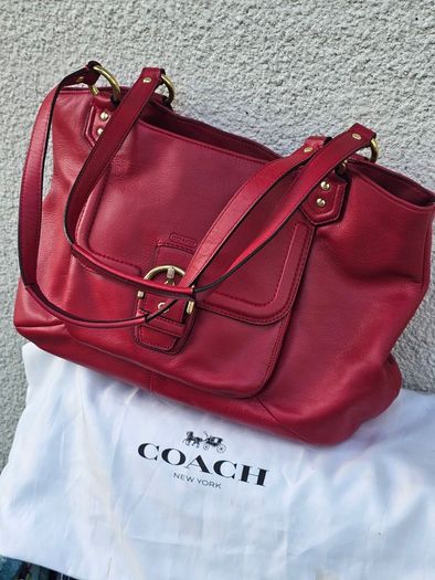 Coach Red Pebble Leather Hand/Shoulder Bag / NEW