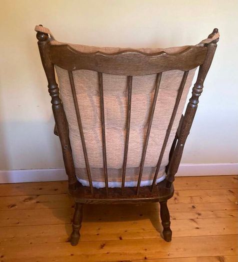 Vintage Wooden High Back Armchair | Solid & Comfortable