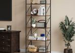 Bookcase 5 Tiers, Floor Standing Book Shelf, Wooden Shelf and Metal Frame Book Rack, Display Storage Rack Shelving Units for Living Room, Home Office - Rustic Brown Bookshelf MULTIPLE COLOURS AVAILABLE (FREE POSTAGE)