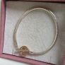 Pandora Moments Two-tone Logo 14k rose gold T-Bar snake chain bracelet  with circular logo toggle clasp size (18.5cm) Image 5