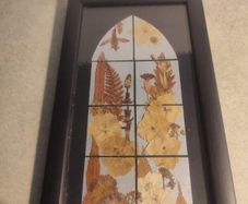 Framed dry leaves and flowers by Tree & Leaf Crafts, Knock vicar, Boyle, Co. Roscommon, Ireland.