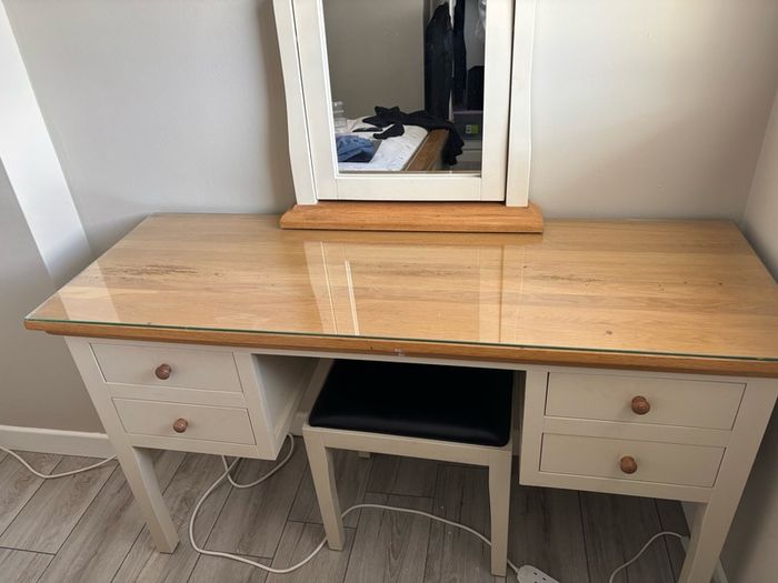 dressing table with mirror and stool