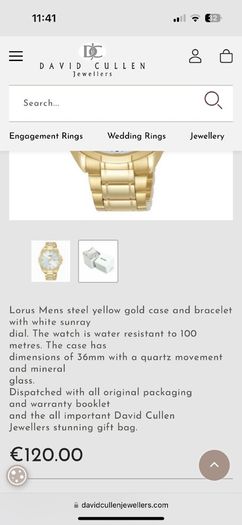 Lorus Mens Gold Case And Bracelet Watch RJ262BX9