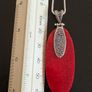 silver necklace with natural coral pendant Image 8