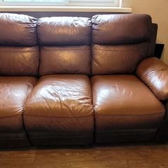 Leather recliner couch and 2 armchairs