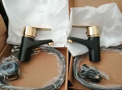 This Is a Contemporary Faucet Featuring a Matte Black And Rose Golden End, Designed for Both Hot And Cold Water. Constructed from 304 Stainless Steel