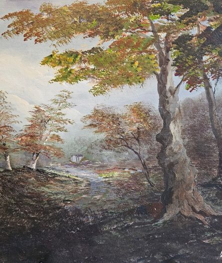 Danny Brennan,Beautiful Original Irish Landscape Painting in Frame  "On the Bank at Woodstown, Co. Waterford"