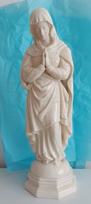 Belleek China Virgin Mary Statue Green stamp 1960's,