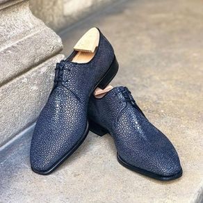 Genuine Stingray Leather Shoes  Navy Blue