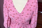 New Look UK10 Floral Pink Top