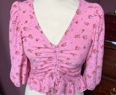 New Look UK10 Floral Pink Top