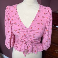 New Look UK10 Floral Pink Top