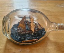 Handmade Brigantine Ship in a Bottle  Unique Maritine Craft
