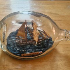 Handmade Brigantine Ship in a Bottle  Unique Maritine Craft