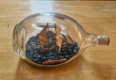 Handmade Brigantine Ship in a Bottle  Unique Maritine Craft