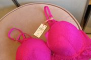 34B cerise lace bra