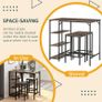 3 Piece Industrial Bar Table Set, Bar Table with 2 Stools and Side Shelf, Kitchen Table and Chairs for Dining Room, Dinette Image 4