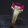 Luxury Vintage Art Deco Style 14K Gold Mens Unisex Ruby Ring Image 4