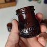 143 - Set of 4 Vintage 2oz Bovril Dark Brown Glass Embossed Letters Collectible Decorative Jars Image 6