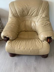 cream leather arm chair