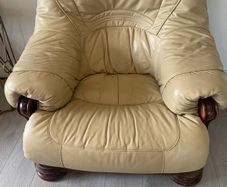 cream leather arm chair