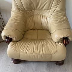 cream leather arm chair