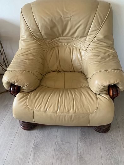 cream leather arm chair