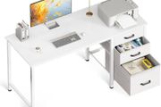 Computer Desk with Drawers 120x48cm Office Storage Reversible Small White Desks for Home