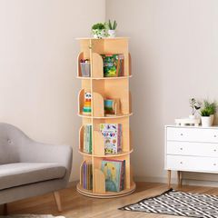 Rotating 360 Hexagonal Children's Bookcase - Tall Floor Standing Corner Book Shelf Storage Rack for Home