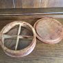 Wooden circular box with carved leaf pattern Image 5