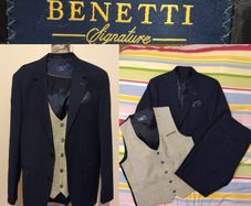Benetti 3 Piece Tailored Navy Blue Suit