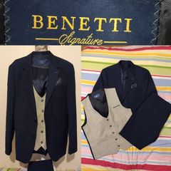 Benetti 3 Piece Tailored Navy Blue Suit
