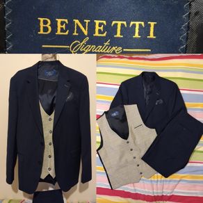 Benetti 3 Piece Tailored Navy Blue Suit
