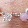 Vintage Sterling Silver Rose Quartz Pearl And Faceted Glass Pink Tassel Toggle Bracelet (L8" - 13,80g) Image 9