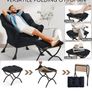 Armchair Living Room Comfy Armchair Reading Chair with Footstool Lazy Accent Chairs Bedroom Cuddle Chairs, for Living Room Bedroom Study Room Office, Black Image 4
