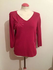 Gerard Ladies fushia pink 3/4 Sleeve jumper size 14/16 includes postage